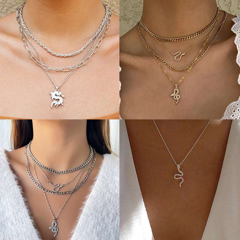 Snake Shape Electroplating Pendant Necklace