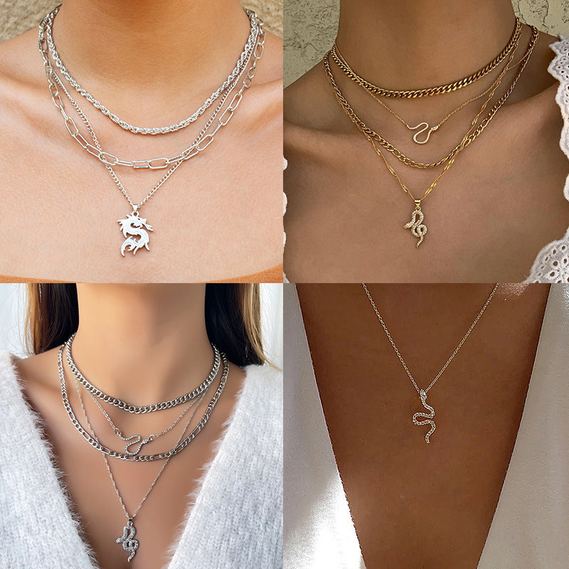 Snake Shape Electroplating Pendant Necklace