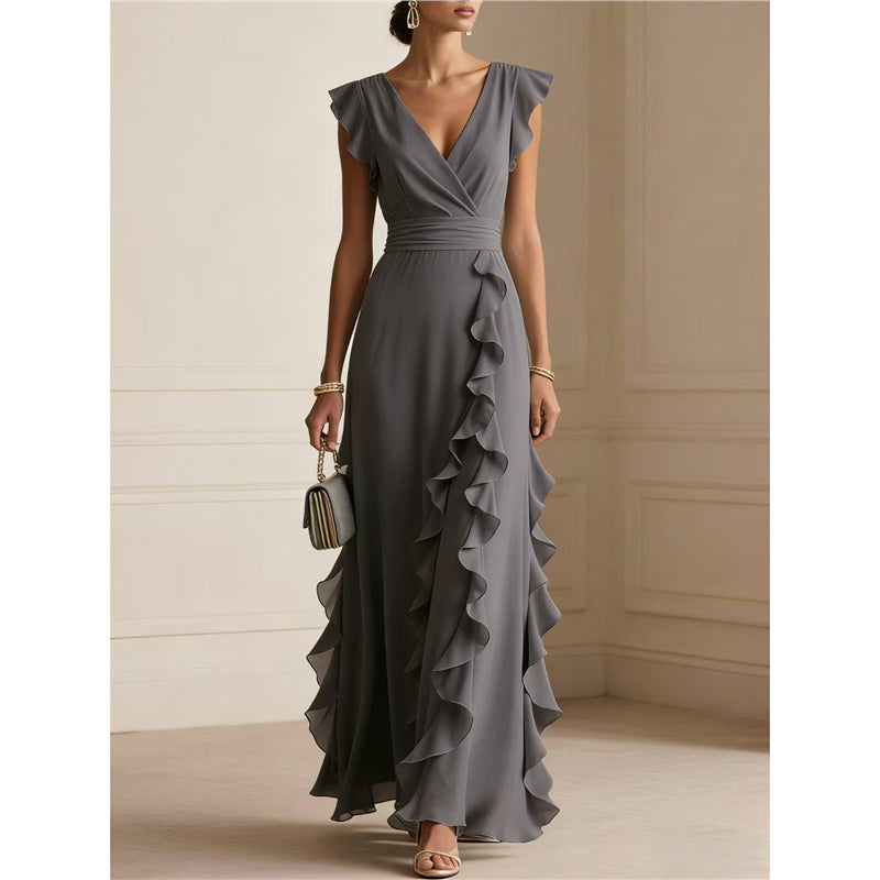 Summer Sleeveless V-Neck Pleated Dress