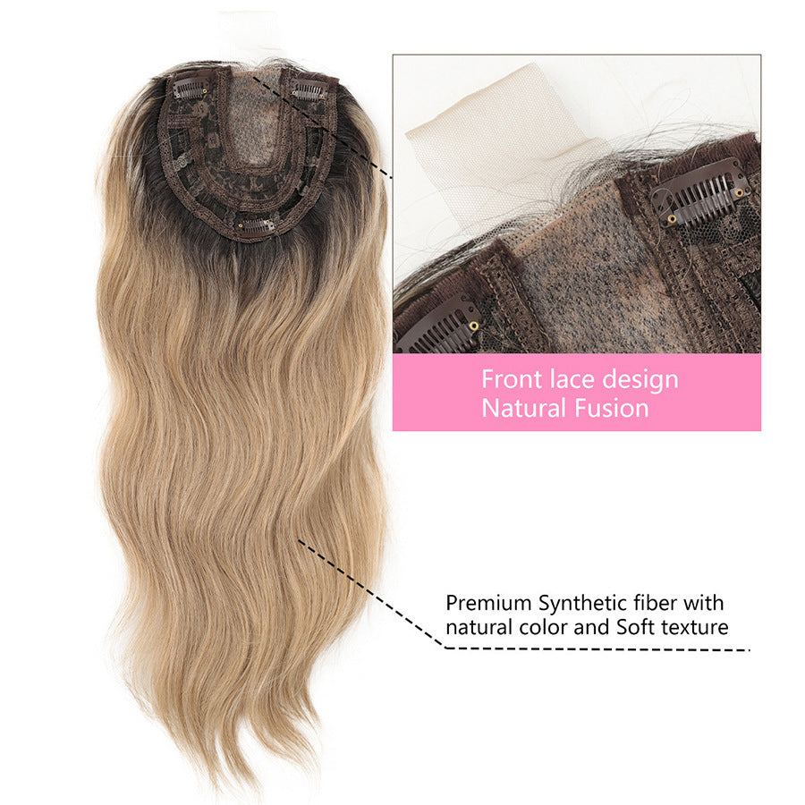 Hollow Mesh Lace Figure-Eight Bangs Water Wave Hairpiece Natural Seamless Multi-Color