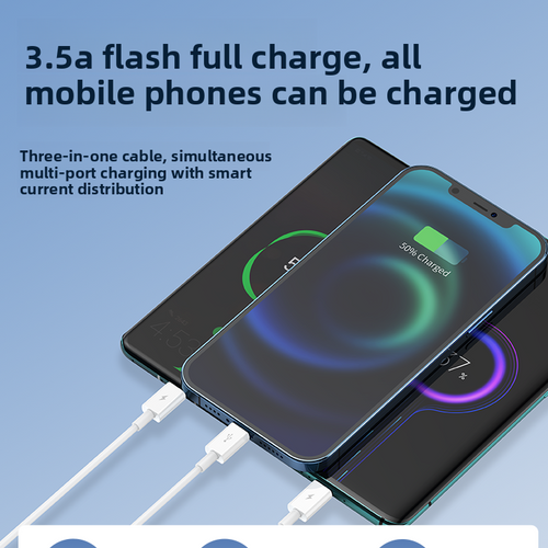 3-in-1 Charger with Data Cable and Triple-Output Charging Head