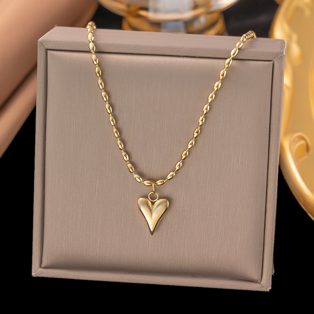 Titanium Steel Heart-Shaped Necklace for Women Fashion Heart Pendant Necklace