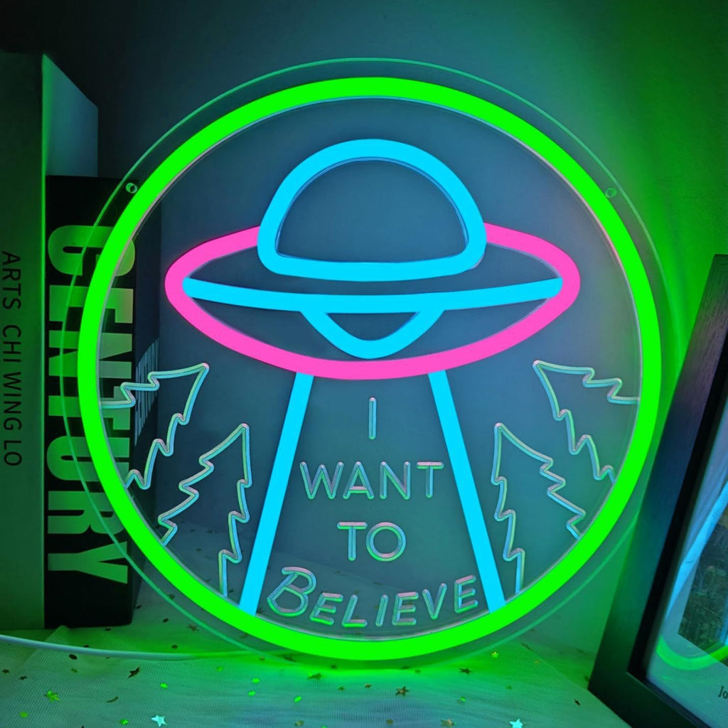 Alien UFO LED Neon Sign Light for Bedroom Game Room Bar Party Decoration