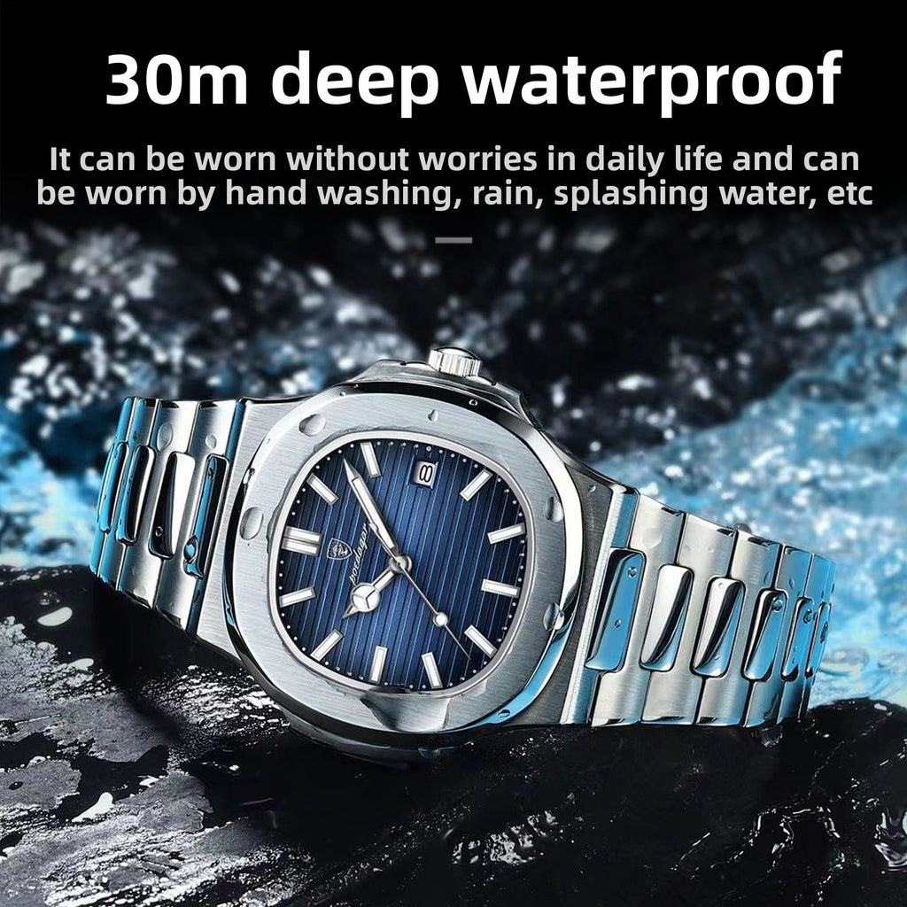 Ultra-Thin Waterproof Men's Quartz Watch with Stainless Steel Strap