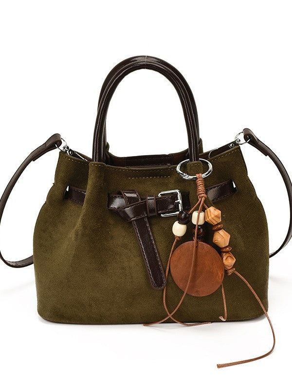 Retro Suede Crossbody Bag with Adjustable Strap