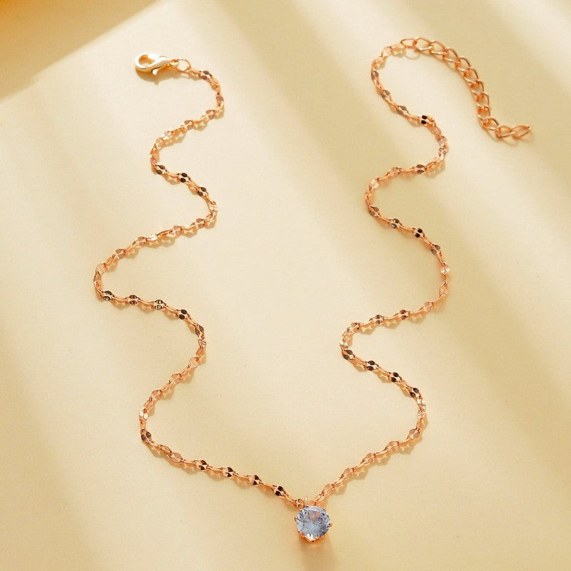 Elegant Zircon Full Diamond Necklace Clavicle Chain