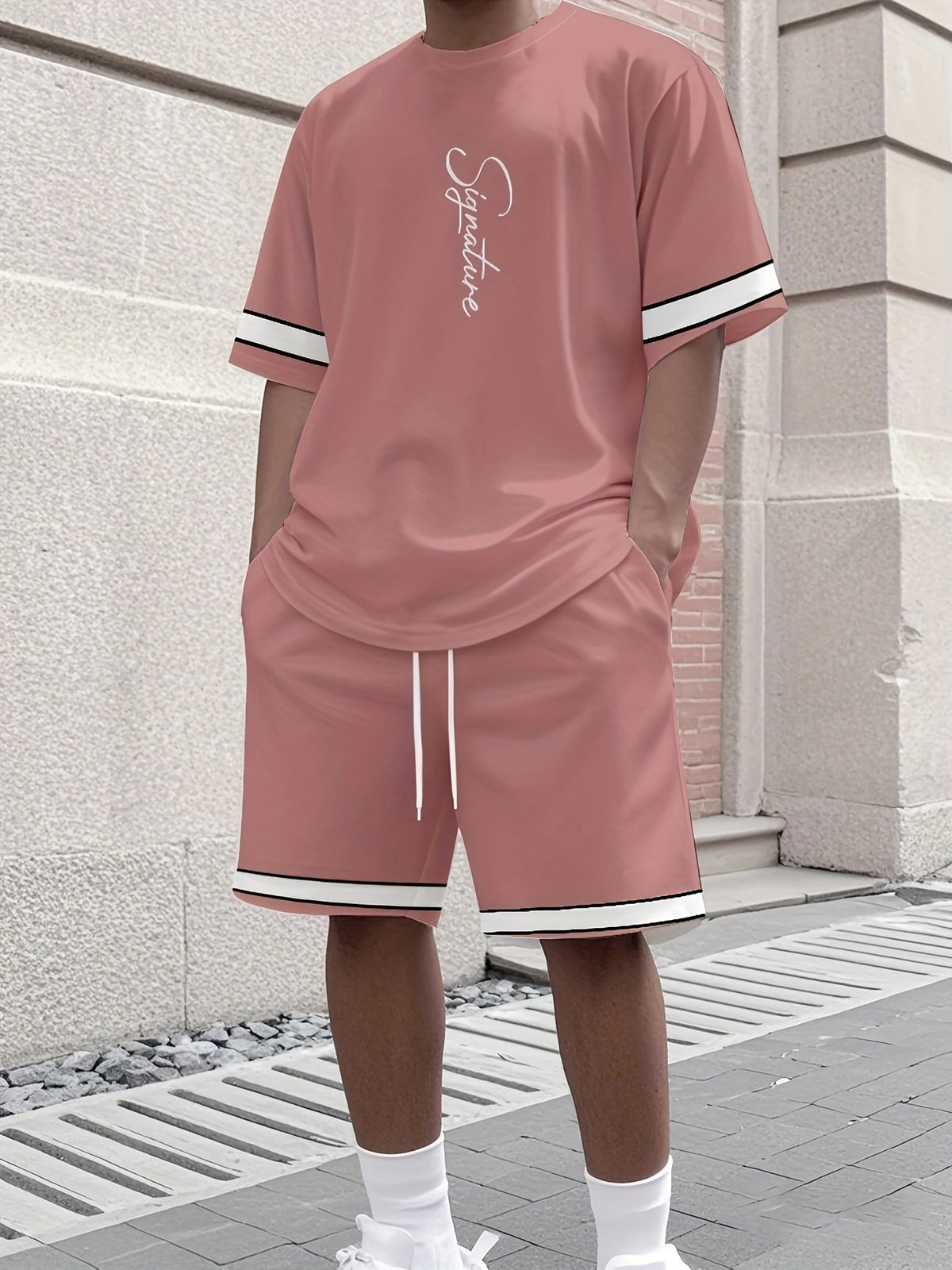 Men's Summer Jogging Suit Short Sleeve T-Shirt and Shorts Set