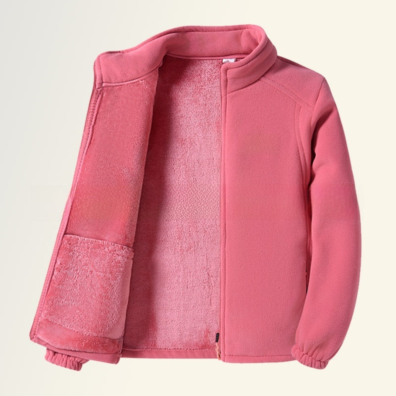 Women Thickened Fleece Stand Collar Zipper Sweatshirt