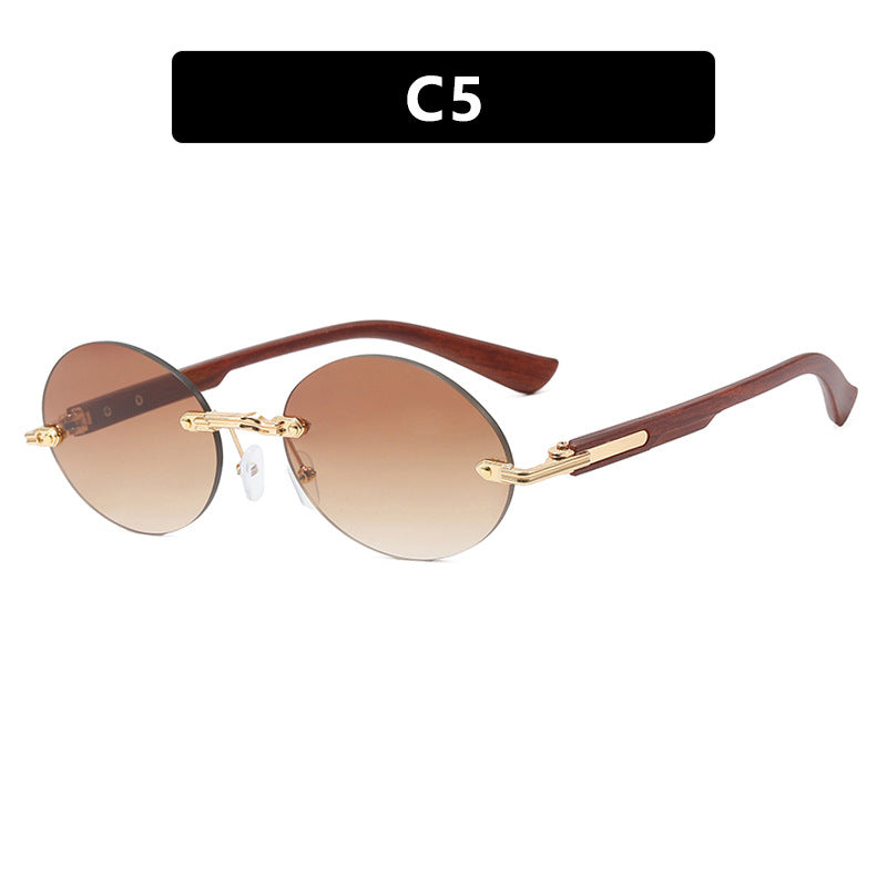 Frameless Oval Sunglasses UV400 Protection