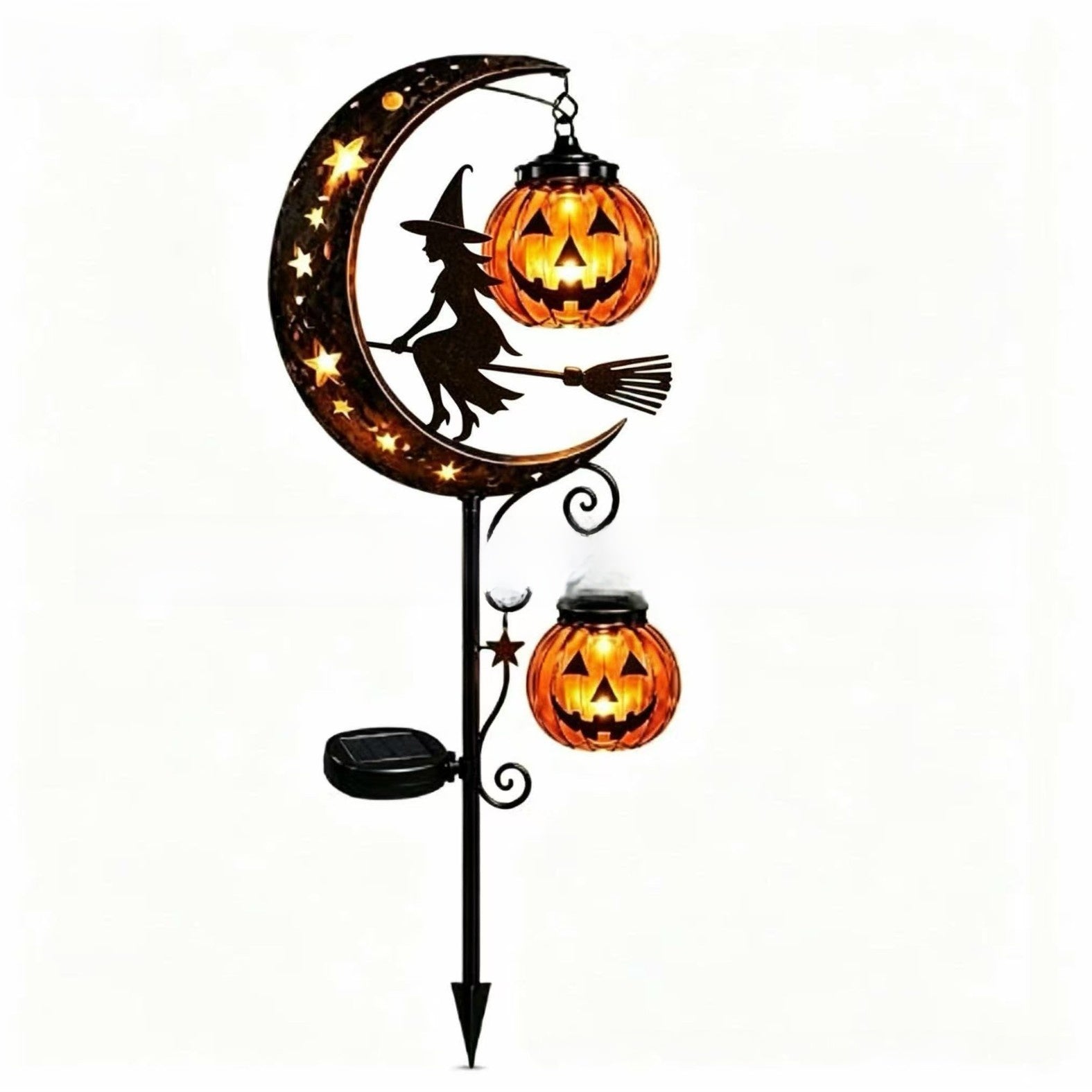 Solar Black Cat Pumpkin Stake Light