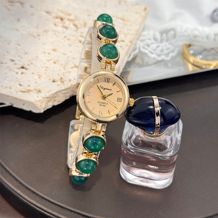 Vintage Gemstone Beaded Quartz Women Watch