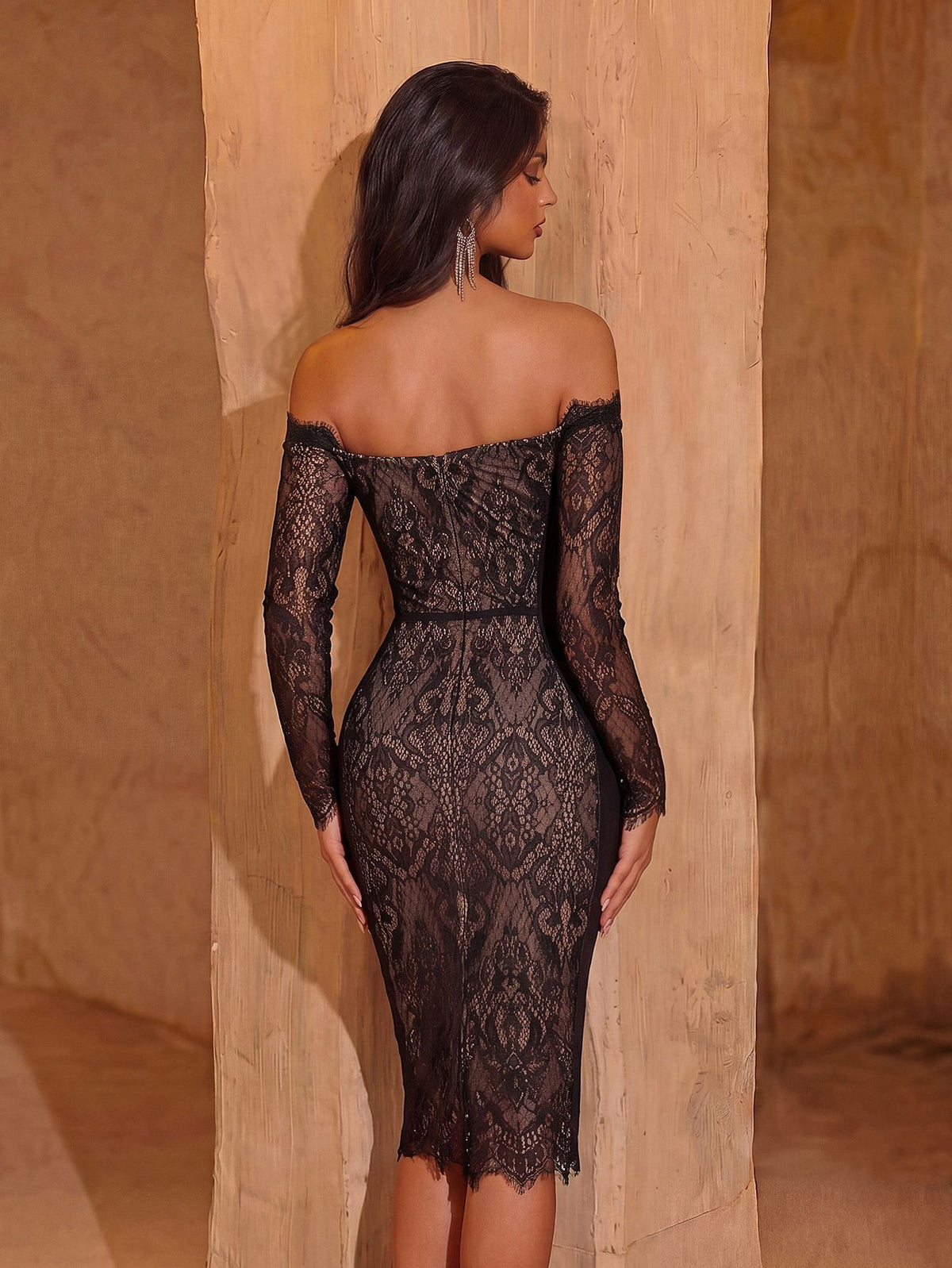 Women's Off-Shoulder Lace Bodycon Corset Dress