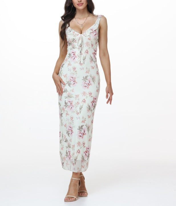 Floral Print Suspender Dress