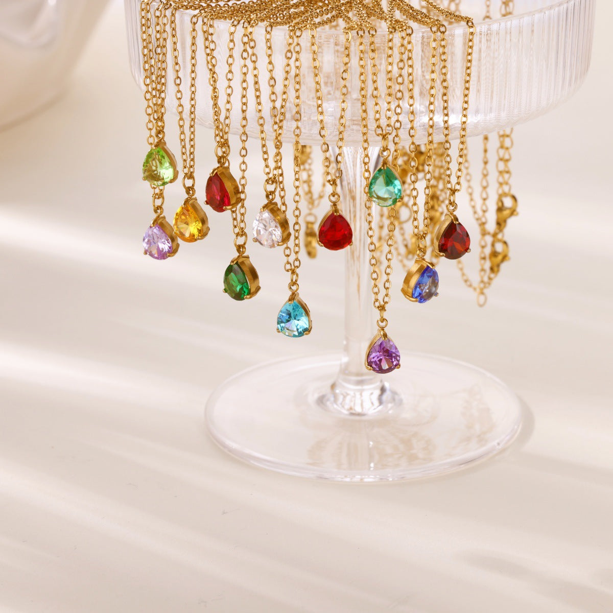 Water Drop Zircon Birthstone Necklace