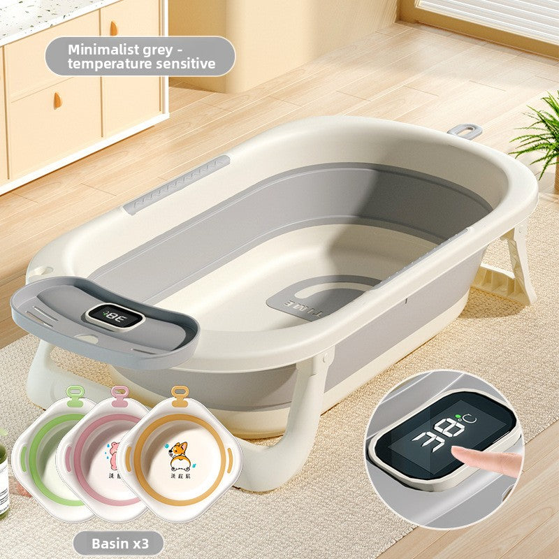 Temperature Sensing Baby Bathtub with Foldable Design