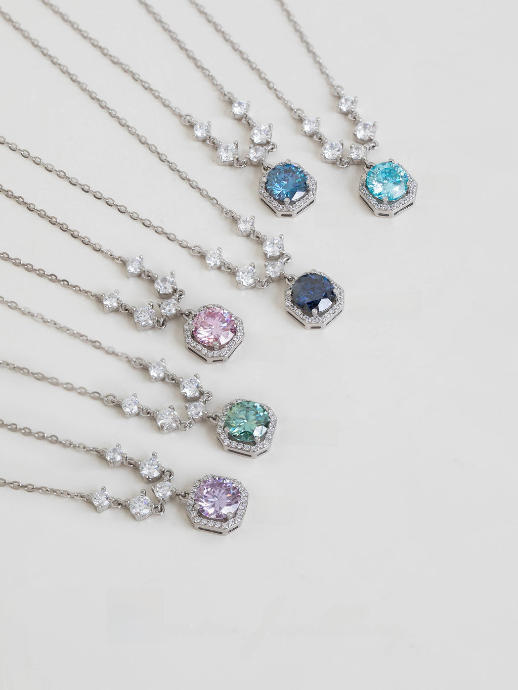 Pure Silver Moissanite Necklace with Gift Box