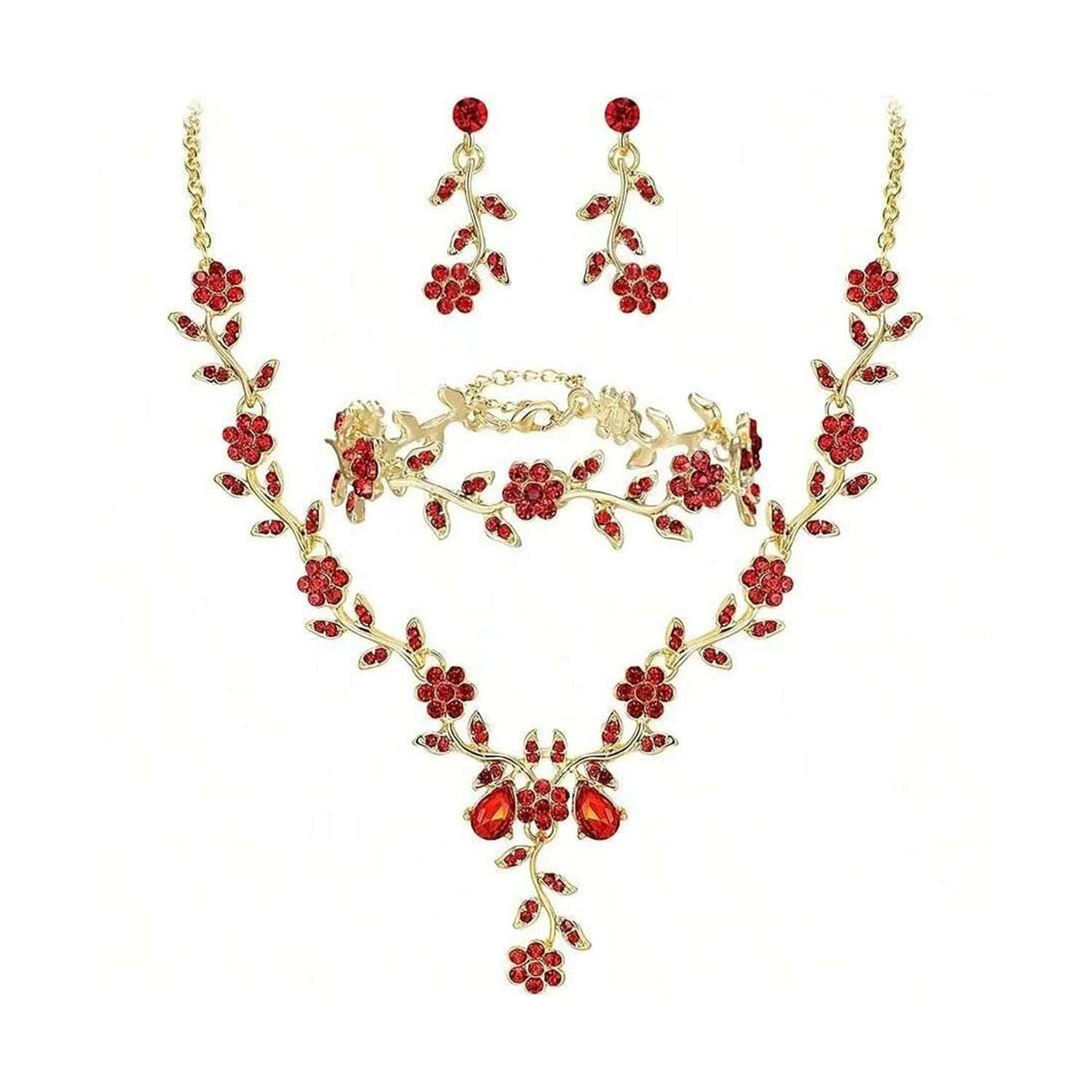 Rhinestone Necklace and Earrings Set