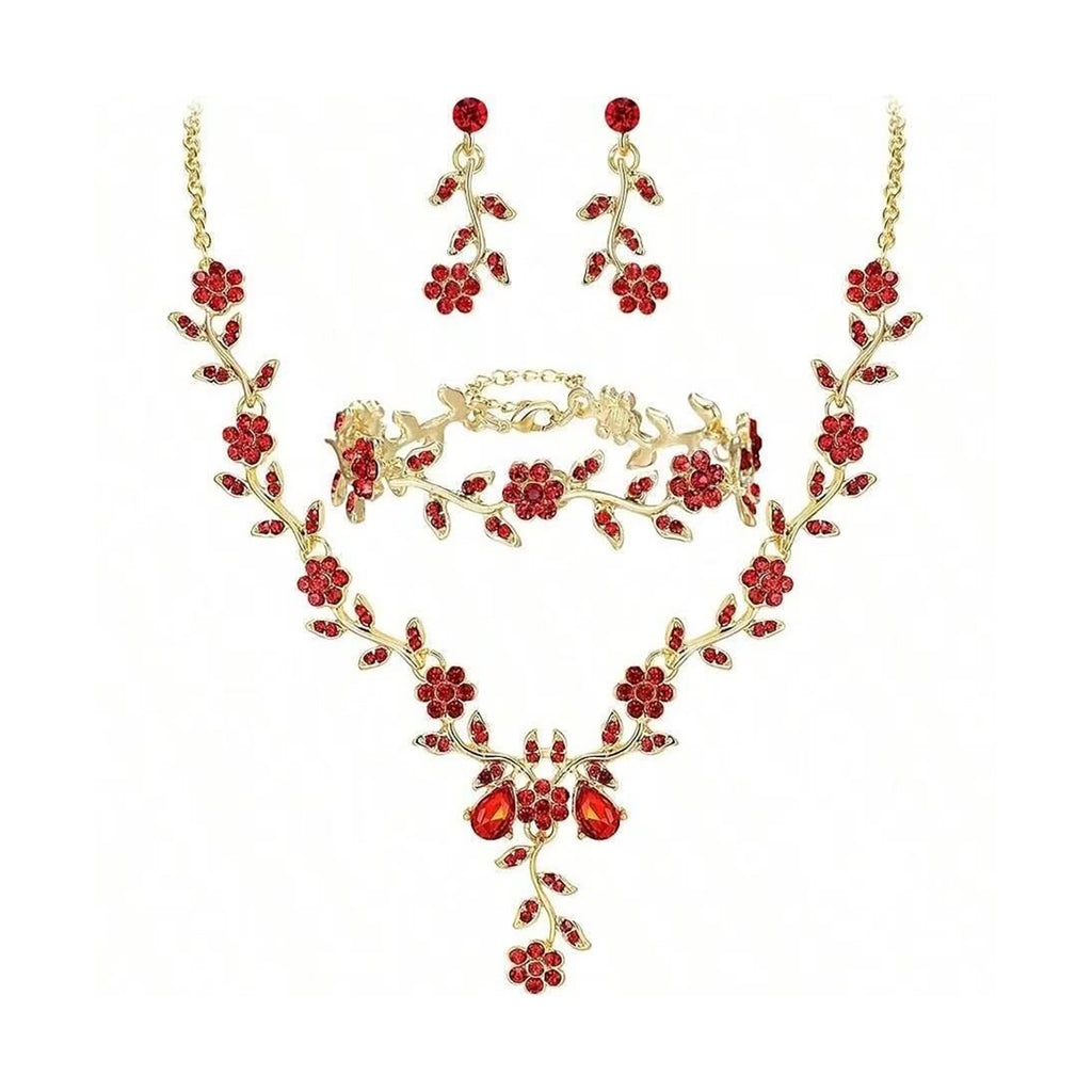 Rhinestone Necklace and Earrings Set