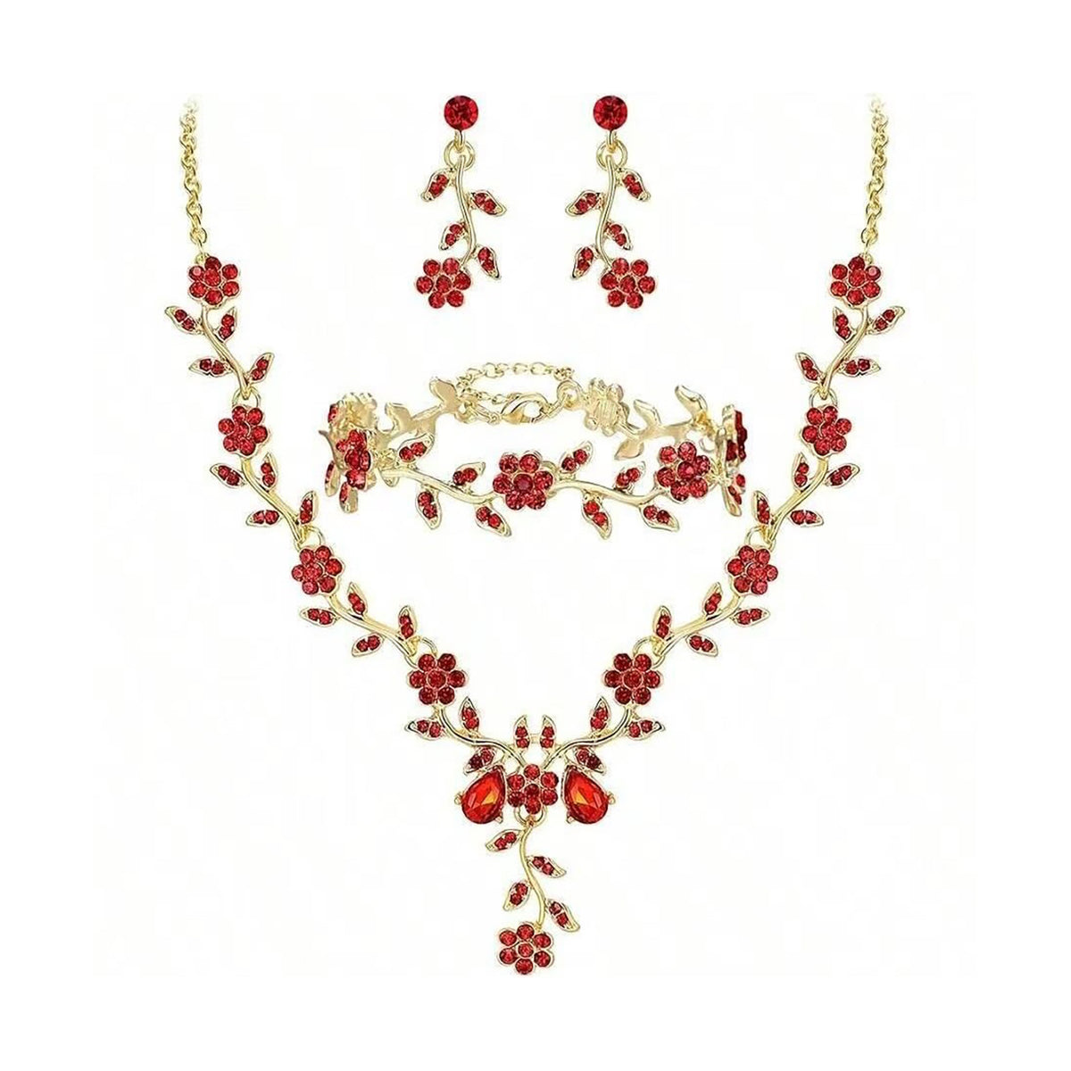 Rhinestone Necklace and Earrings Set