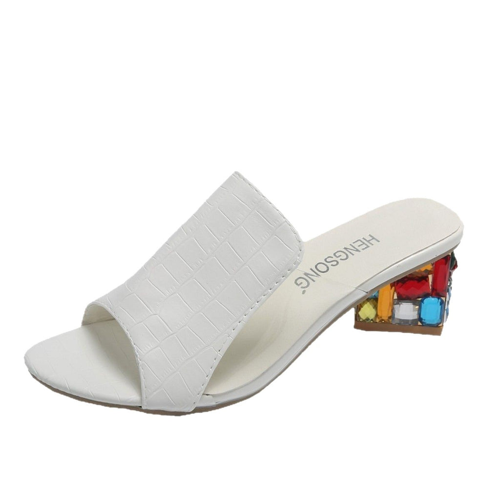 Ladies Thick Heel Summer Slippers