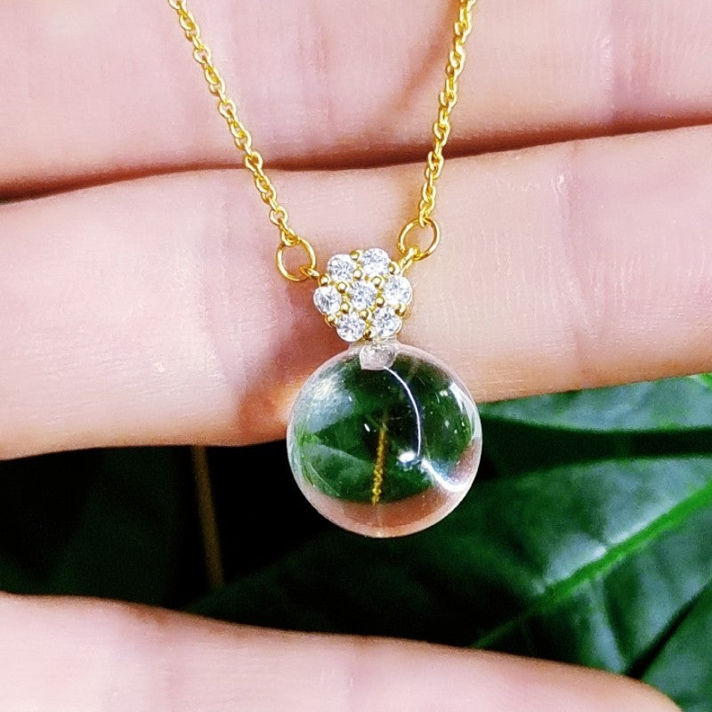 Natural White Crystal Bead Necklace