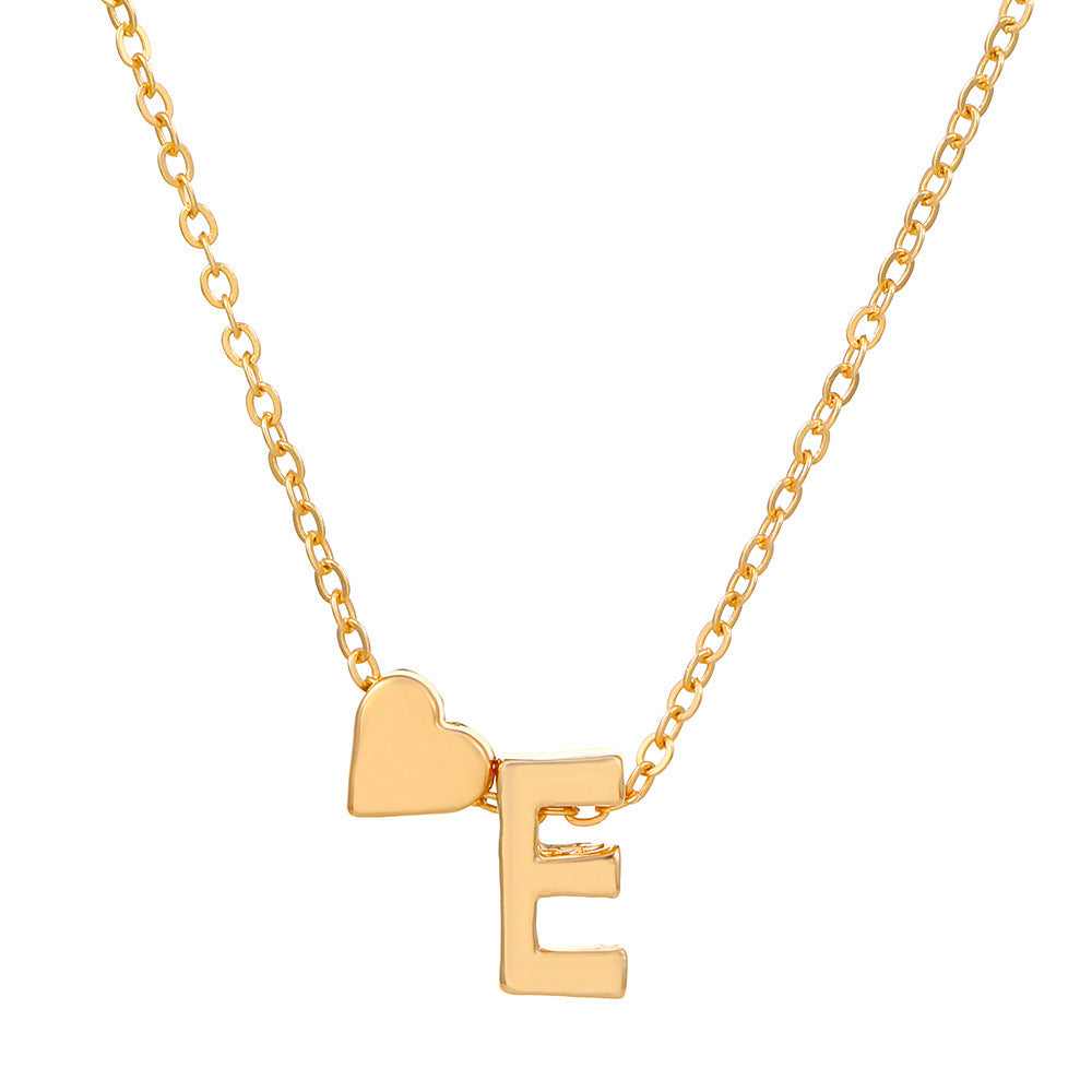 Heart Letter Necklace and Bracelet Set