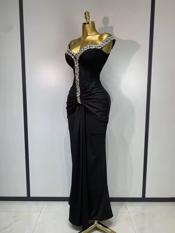 Belted dress cocktail gown for formal event