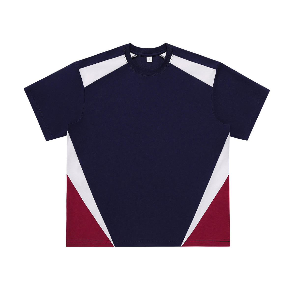 Men's Loose Fit Round Neck Short Sleeve T-Shirt Color Block Breathable Customizable