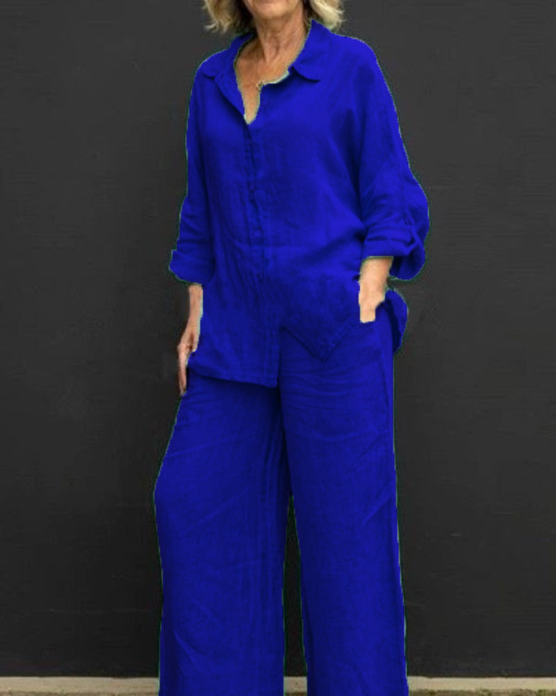 Women's Casual Shirt and Trousers Set