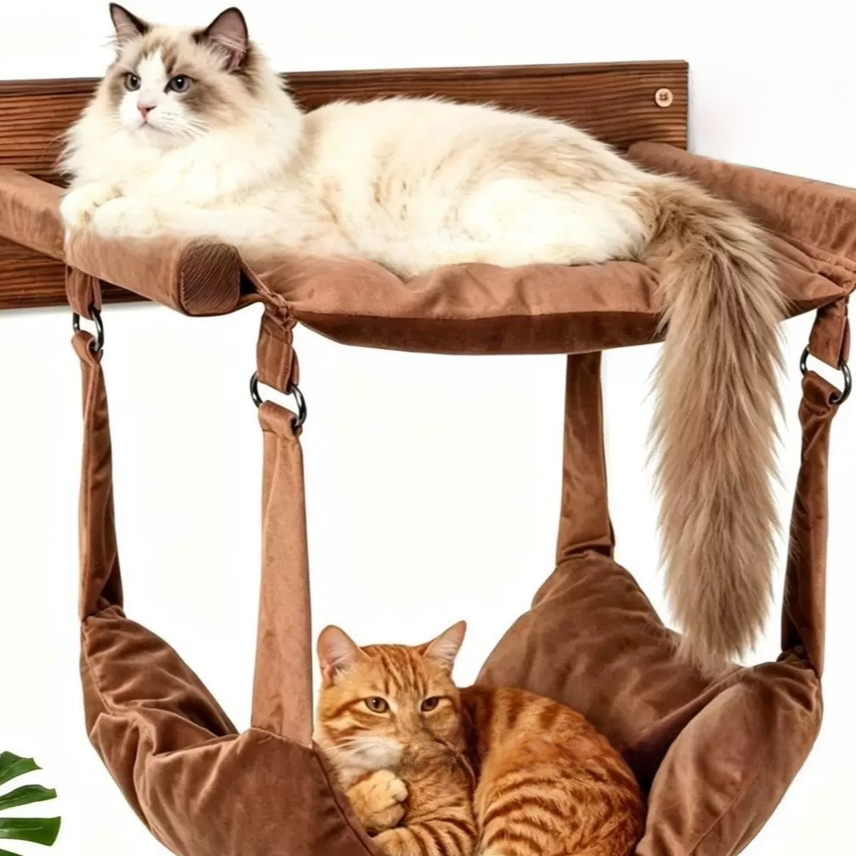 Wooden cat climbing frame wall