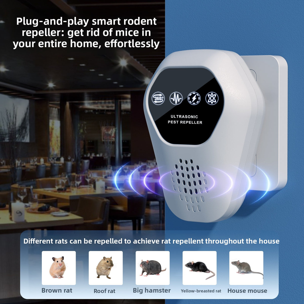 Ultrasonic Pest Repeller Mouse Mosquito Cockroach Control