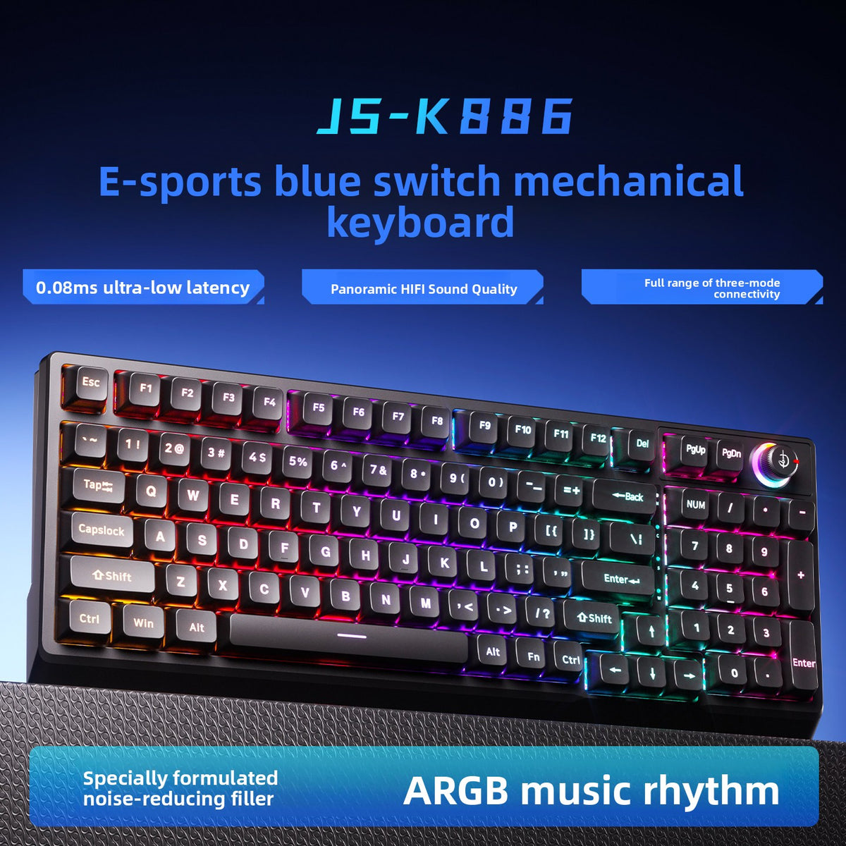 Mechanical Keyboard with Blue Switches and RGB Backlight