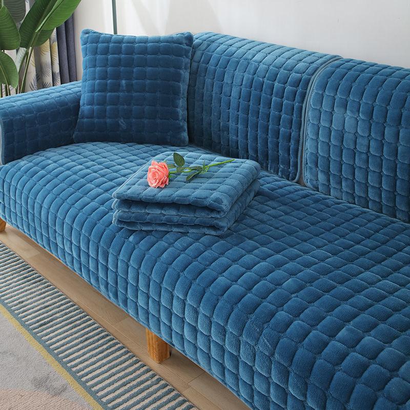 Simple Winter Plush Non-Slip Fabric Sofa Cover Thickened Flannel Sofa Cushion