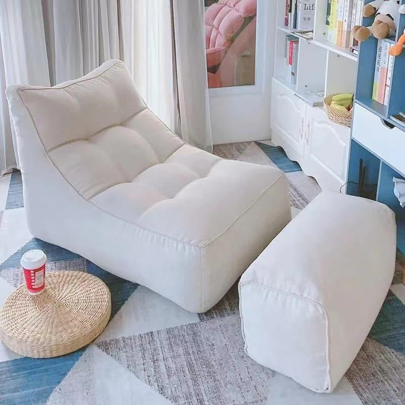 Single Leisure Chair Floor Lounge Bean Bag Tatami Lazy Sofa with Footrest
