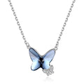 Butterfly Crystal Silver Necklace with Diamond Pendant