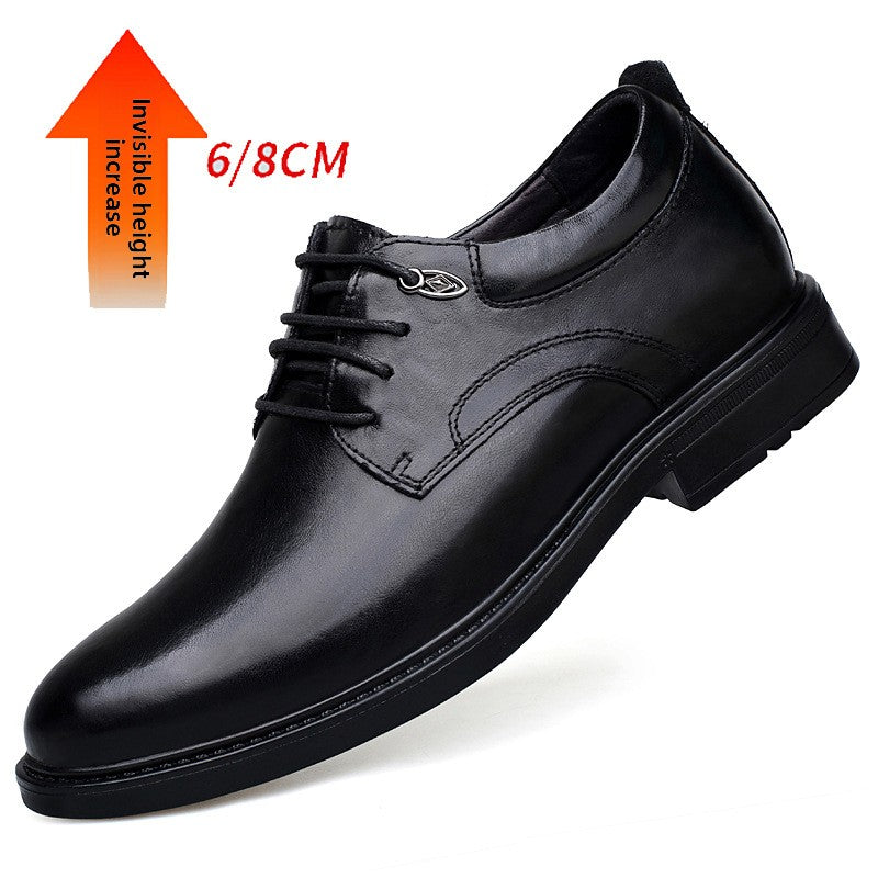 Mens Height Increase Leather Shoes Business Casual