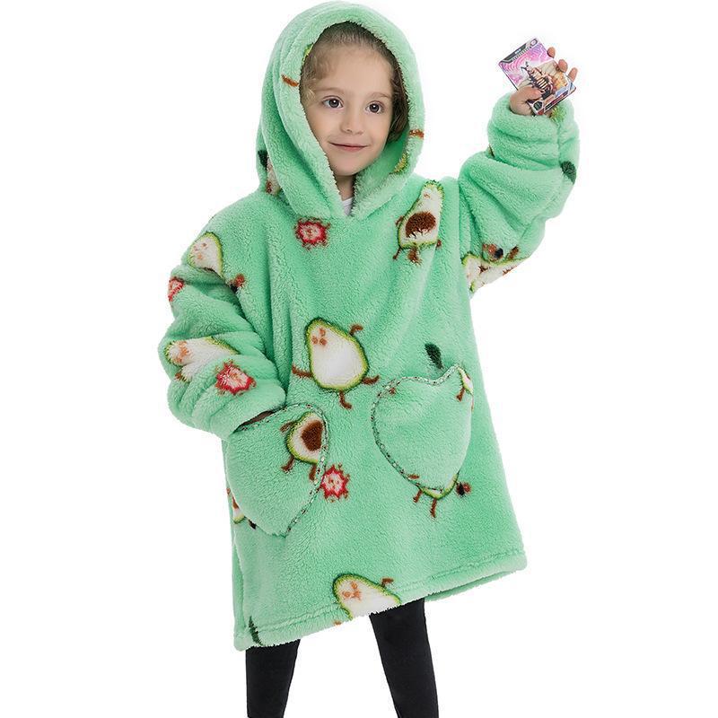 Children's Hooded Coral Velvet Pajamas