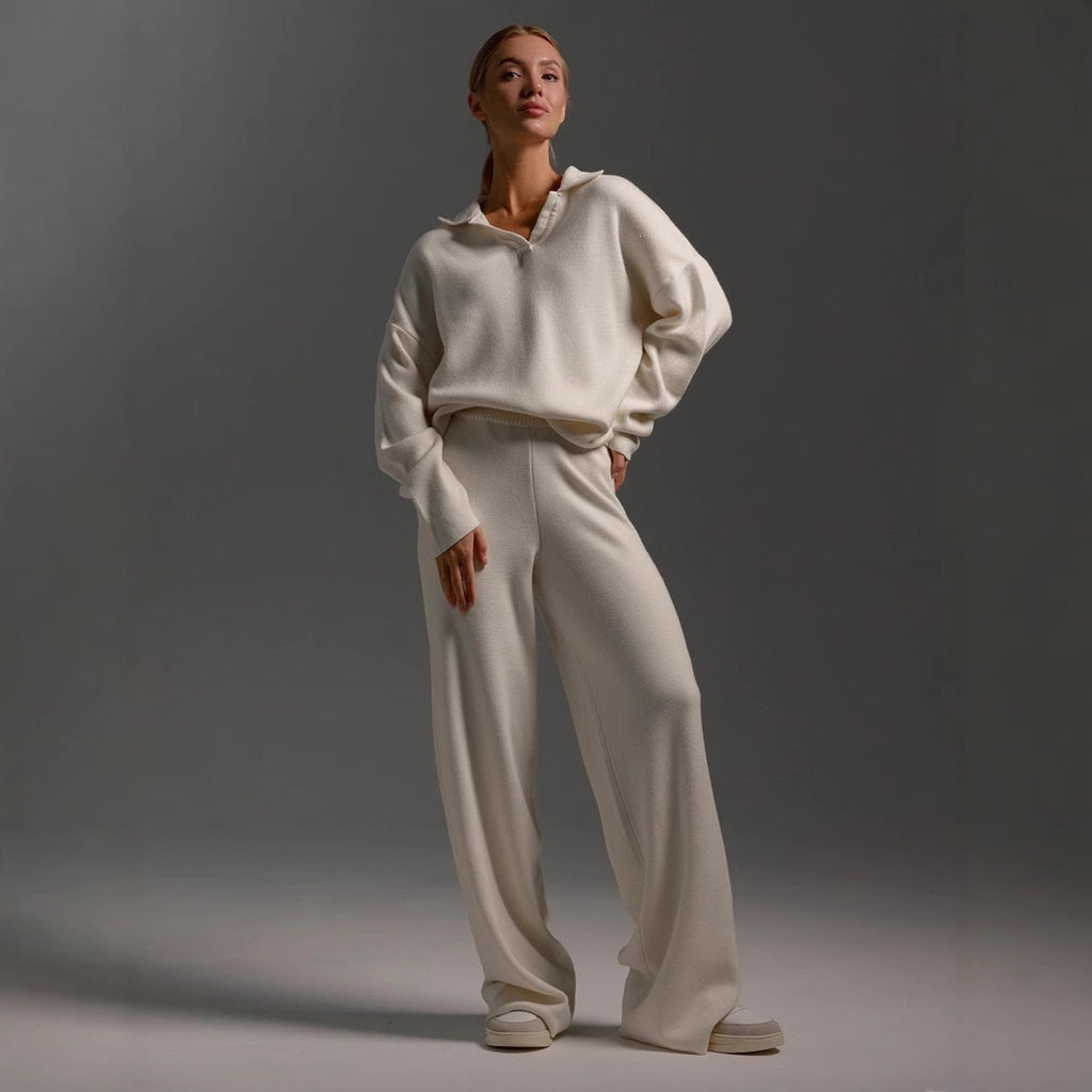 Women's casual long-sleeved solid-color sports outfit