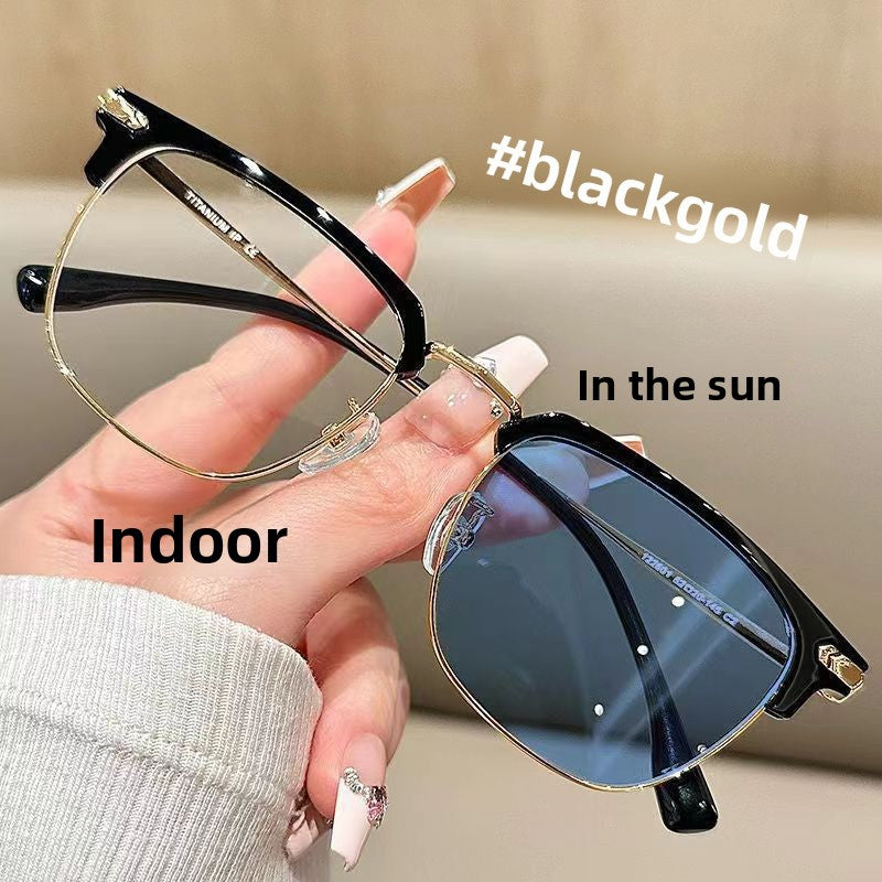 Photochromic Anti-Blue Light Half-Frame Sunglasses