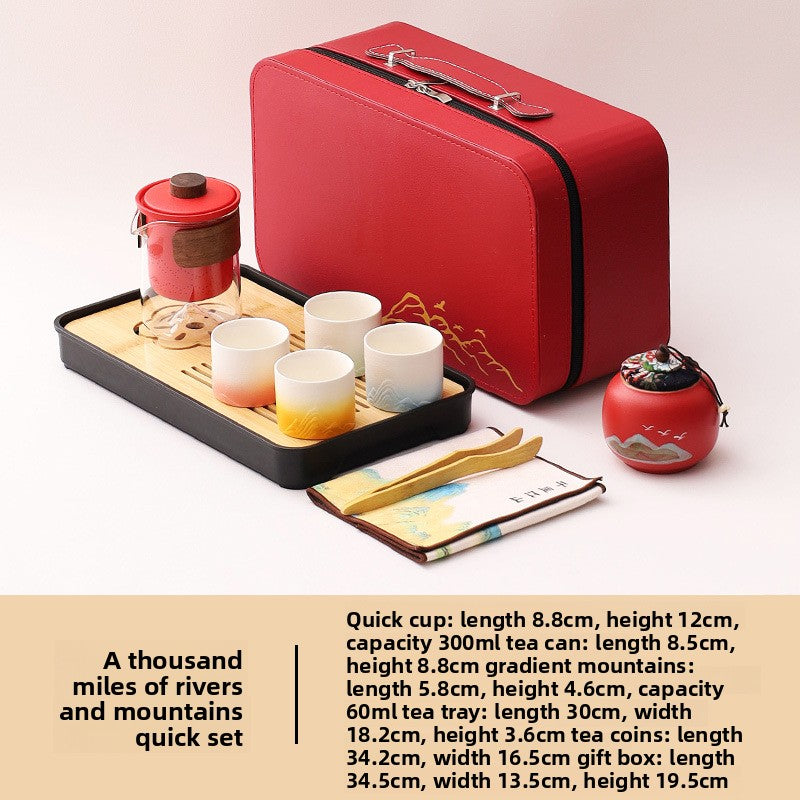 Portable Travel Tea Set with Traditional Design