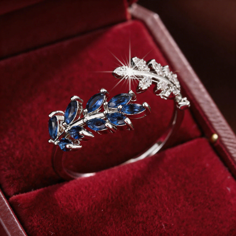 Fashion Creative Design Leaf and Wheat Ear Open Ring, Exquisite Light Luxury Everyday Versatile Casual Accessory