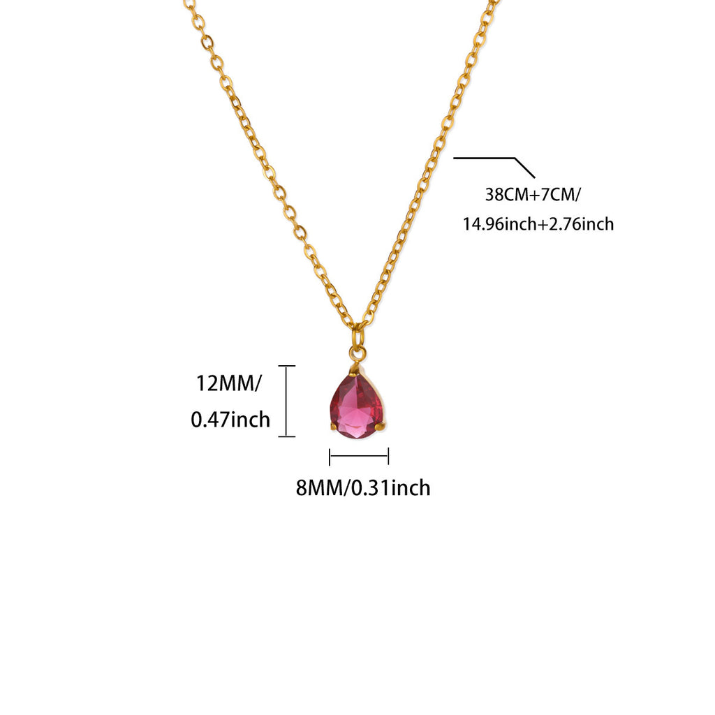 Water Drop Zircon Birthstone Necklace