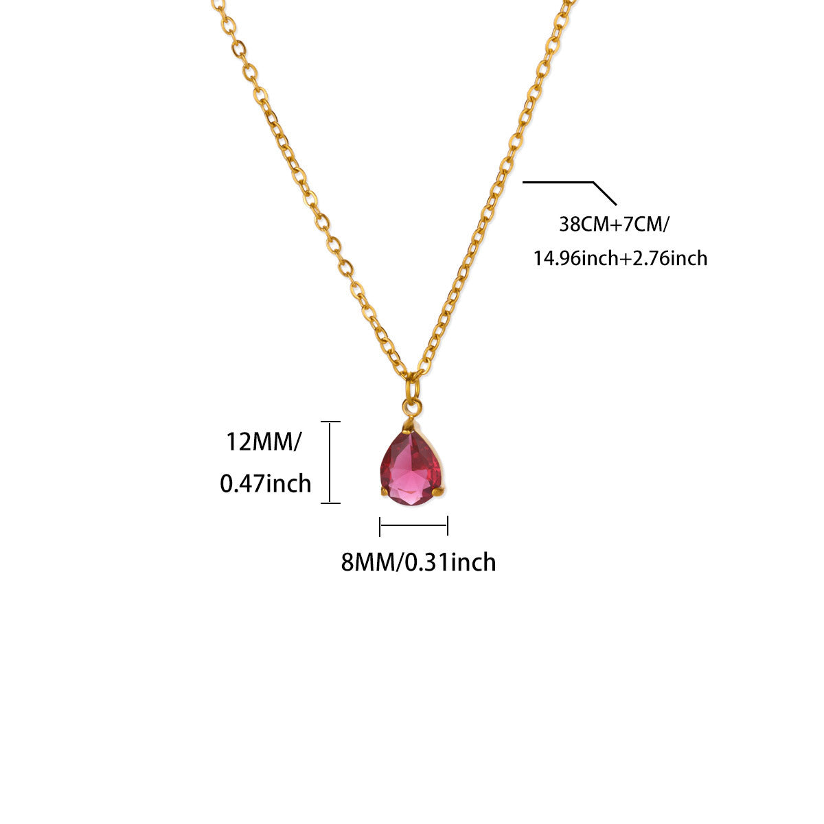 Water Drop Zircon Birthstone Necklace