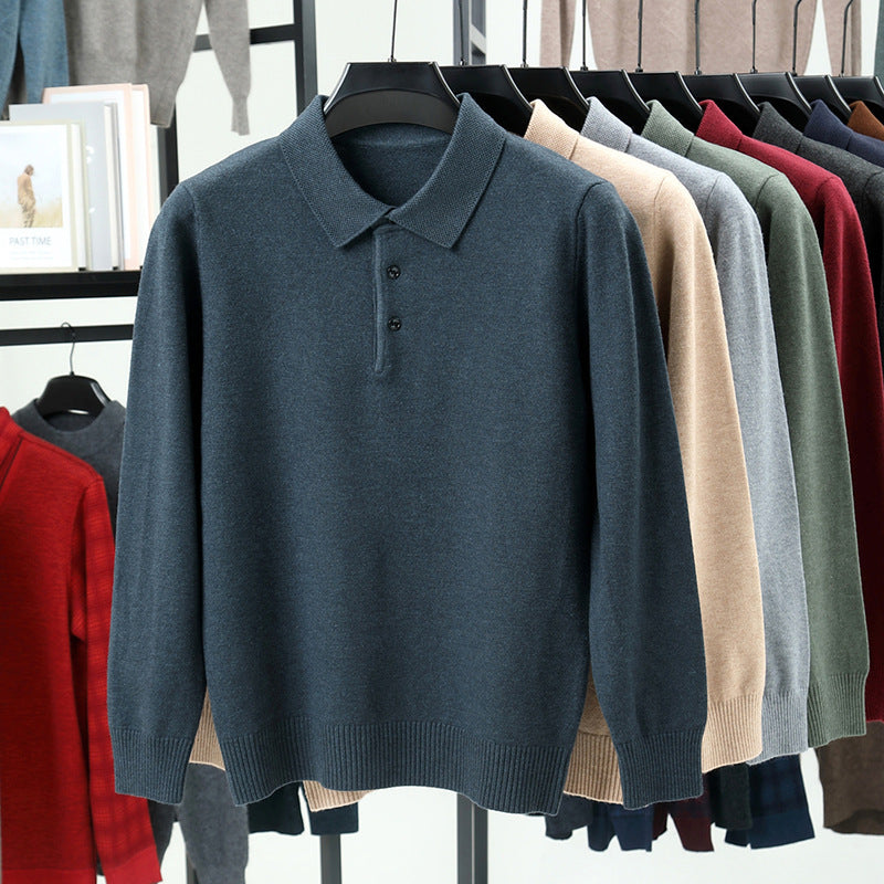 Mens Wool Blend Knitted Polo Shirt