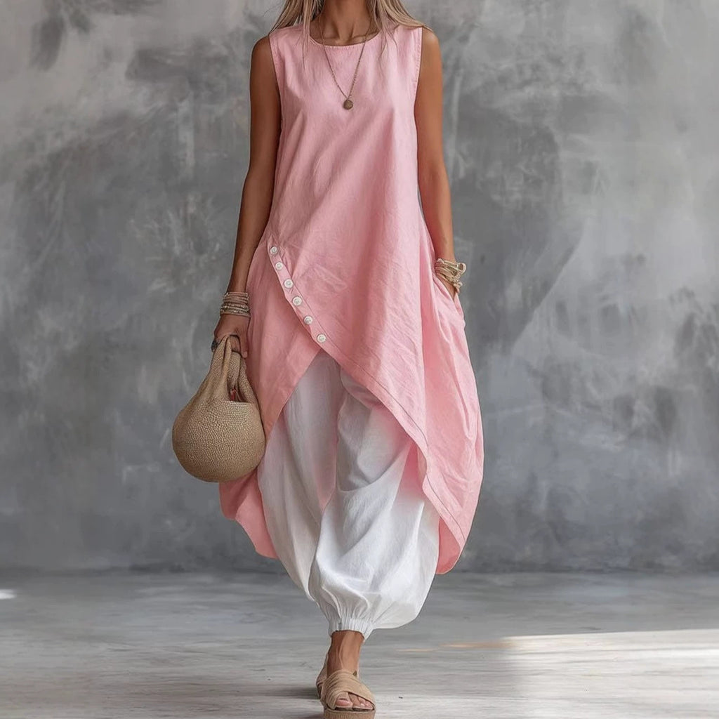 Sleeveless Loose Pocket Midi Skirt