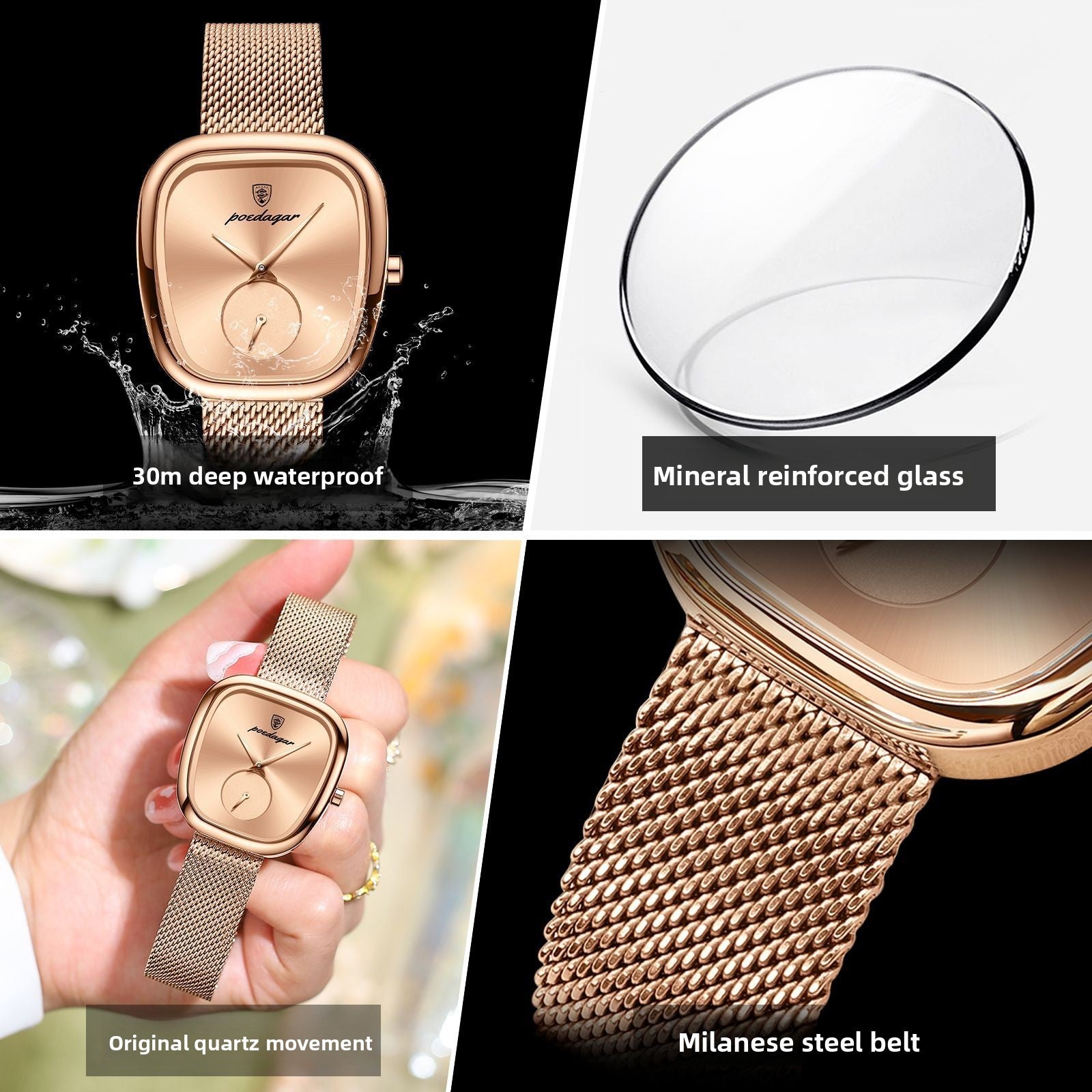 Fashion Quartz Women's Watch with Stainless Steel Mesh Strap