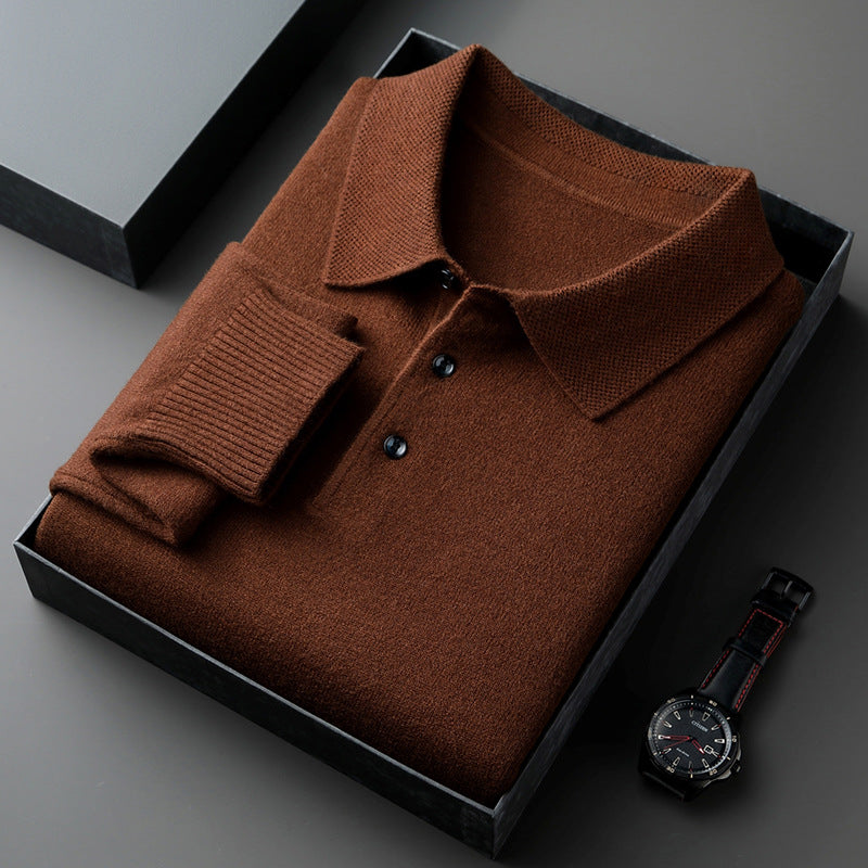 Mens Wool Blend Knitted Polo Shirt