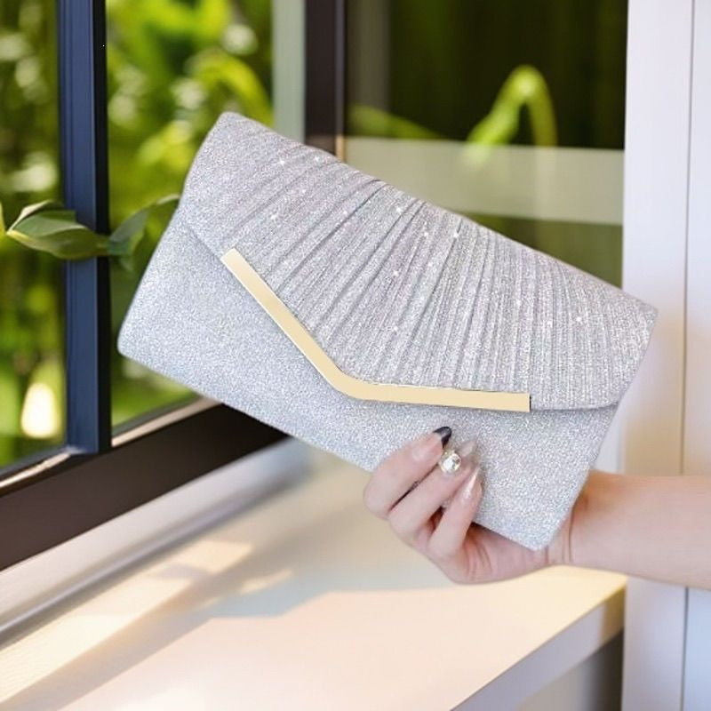Women's Envelope Clutch Evening Bag with Chain Detail