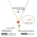 18K Gold Plated Stainless Steel Rhinestone Flower Pendant Necklace for Women