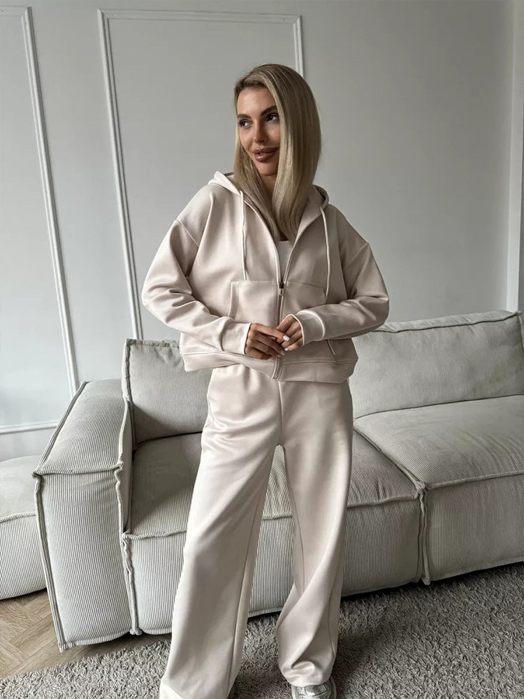 Womens Long Sleeve Hooded Sweatshirt and Trousers Set
